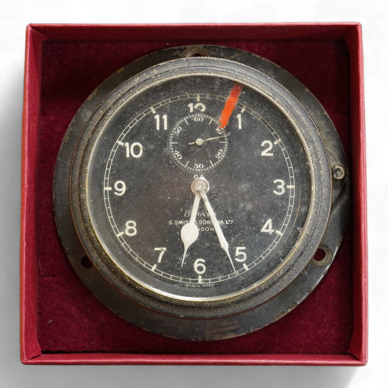 A Smiths 8 Day military aircraft clock, 8cm diameter
